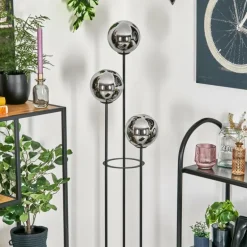 Gastor Lampadaire 30 cm Bois foncé, Noir, 3 lumières