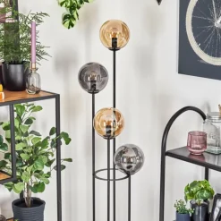 Gastor Lampadaire 30 cm Bois clair, Noir, 4 lumières