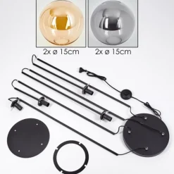 Gastor Lampadaire 30 cm Bois clair, Noir, 4 lumières