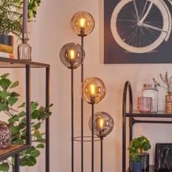 Gastor Lampadaire 30 cm Bois clair, Noir, 4 lumières