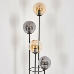 Gastor Lampadaire 30 cm Bois clair, Noir, 4 lumières
