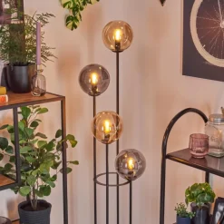 Gastor Lampadaire 30 cm Bois clair, Noir, 4 lumières