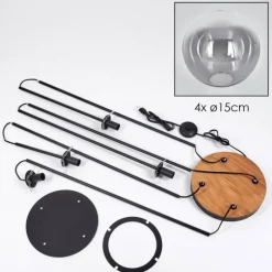 Gastor Lampadaire 30 cm Bois foncé, Noir, 4 lumières