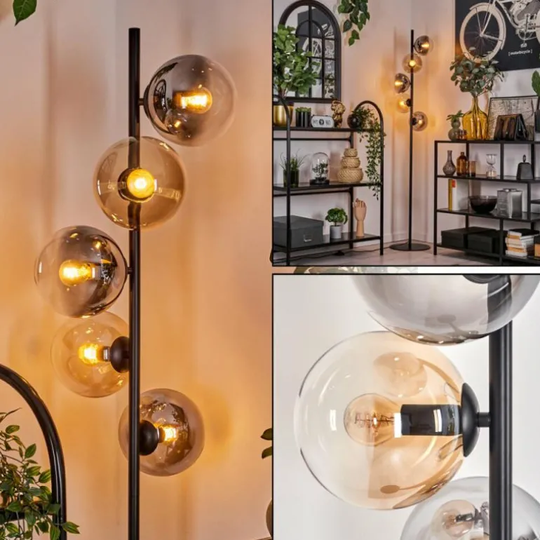 Gastor Lampadaire 33 cm Noir, 5 lumières