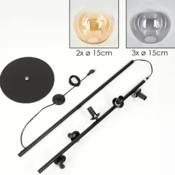 Gastor Lampadaire 33 cm Noir, 5 lumières