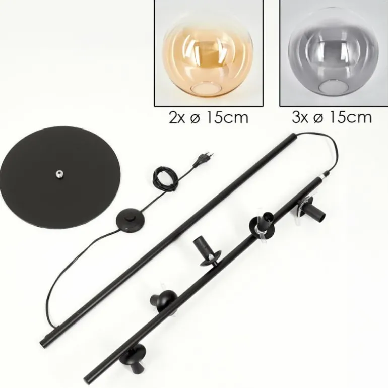 Gastor Lampadaire 33 cm Noir, 5 lumières