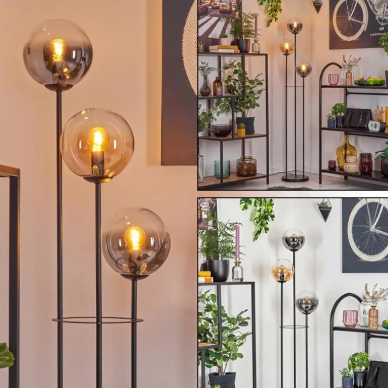 Gastor Lampadaire 30 cm Noir, 3 lumières