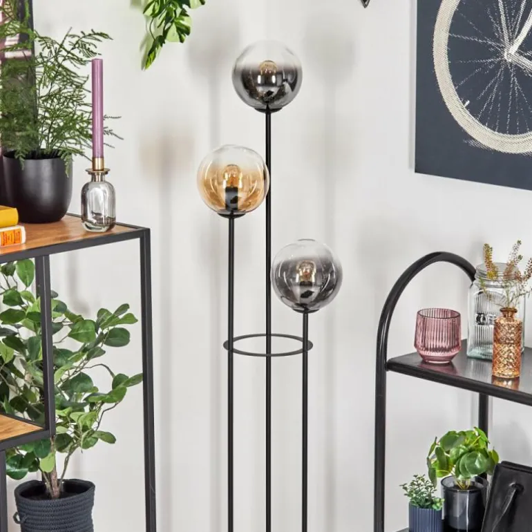 Gastor Lampadaire 30 cm Noir, 3 lumières