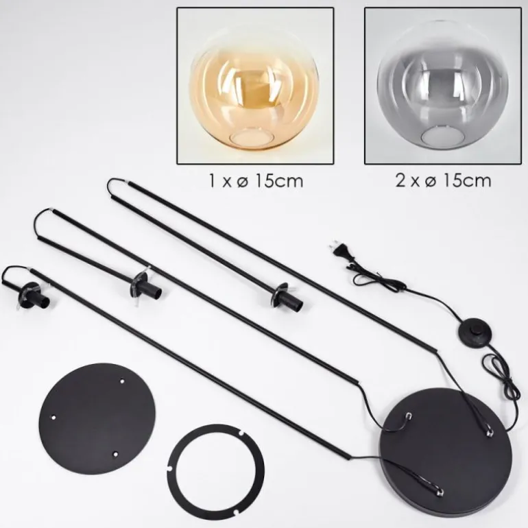 Gastor Lampadaire 30 cm Noir, 3 lumières