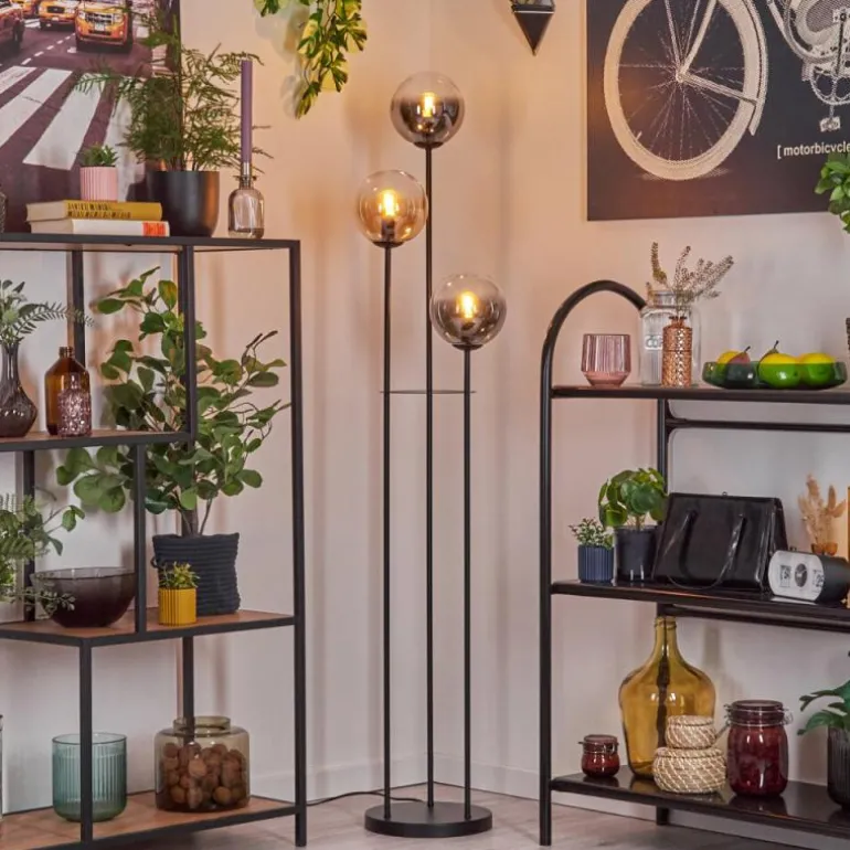 Gastor Lampadaire 30 cm Noir, 3 lumières