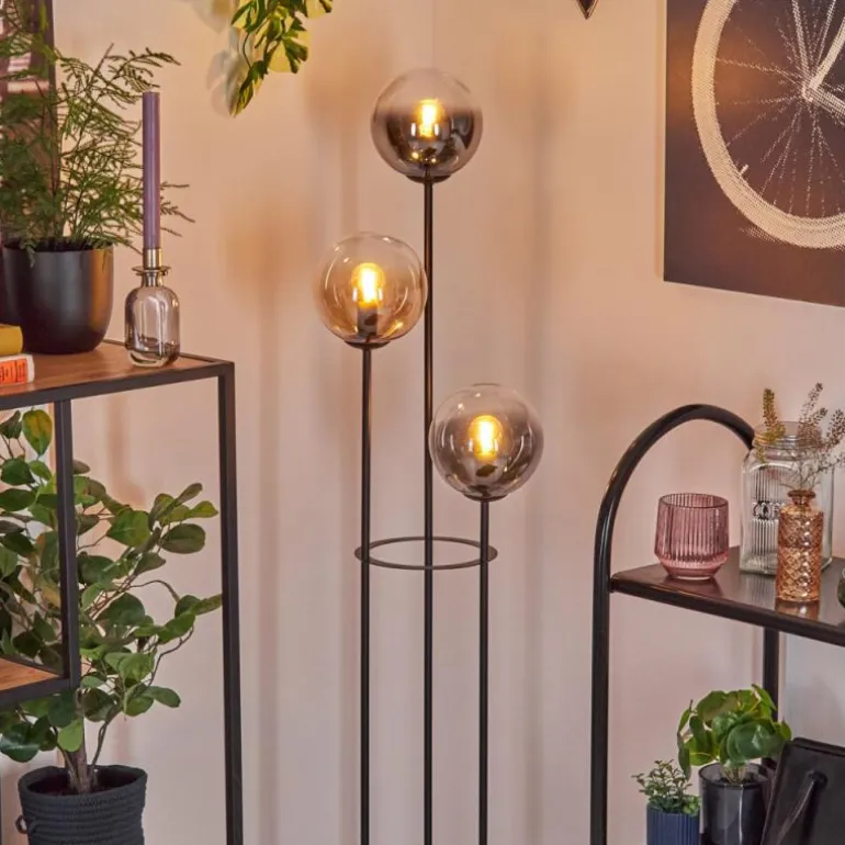 Gastor Lampadaire 30 cm Noir, 3 lumières
