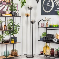 Gastor Lampadaire 30 cm Noir, 3 lumières