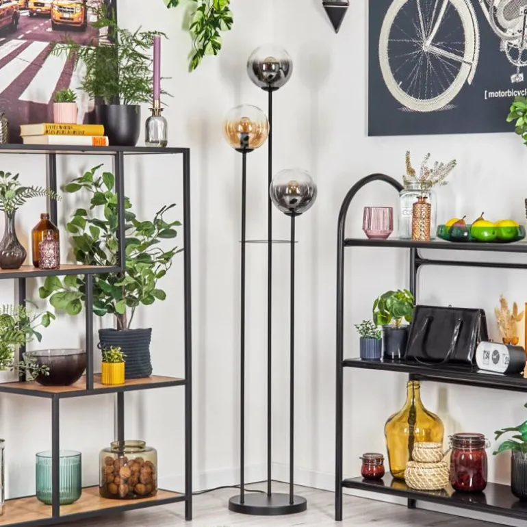 Gastor Lampadaire 30 cm Noir, 3 lumières