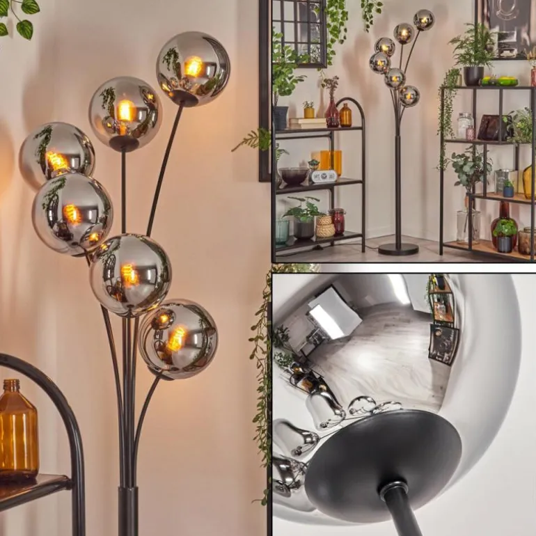 Gastor Lampadaire Chrome, Fumé, 6 lumières