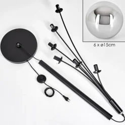 Gastor Lampadaire Chrome, Fumé, 6 lumières