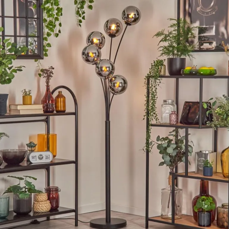 Gastor Lampadaire Chrome, Fumé, 6 lumières