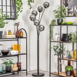 Gastor Lampadaire Chrome, Fumé, 6 lumières