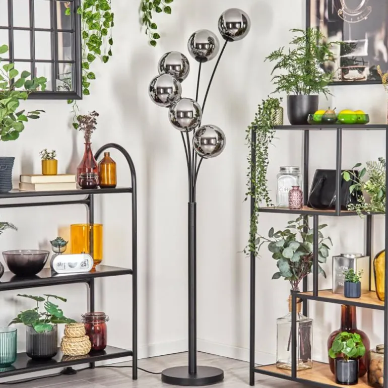 Gastor Lampadaire Chrome, Fumé, 6 lumières