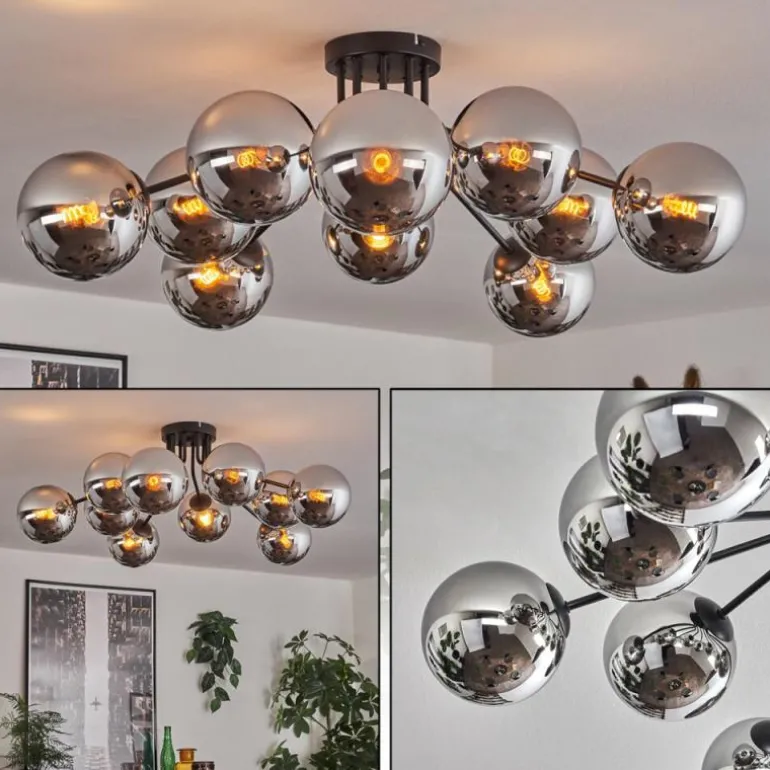 Gastor Plafonnier 83 cm Chrome, Fumé, 10 lumières