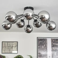 Gastor Plafonnier 83 cm Chrome, Fumé, 10 lumières