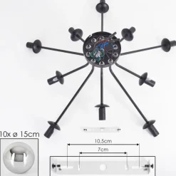Gastor Plafonnier 83 cm Chrome, Fumé, 10 lumières