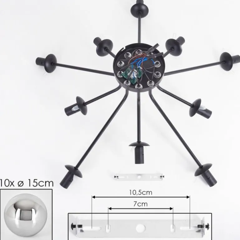 Gastor Plafonnier 83 cm Chrome, Fumé, 10 lumières