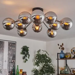 Gastor Plafonnier 83 cm Chrome, Fumé, 10 lumières