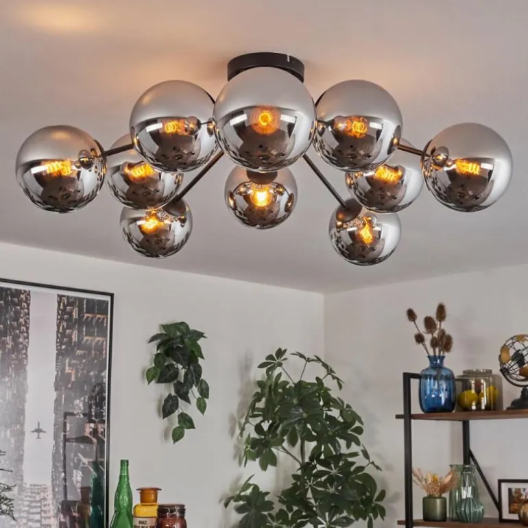 Gastor Plafonnier 83 cm Chrome, Fumé, 10 lumières