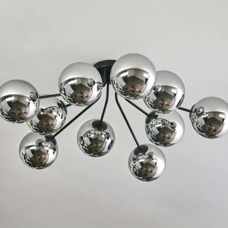 Gastor Plafonnier 83 cm Chrome, Fumé, 10 lumières