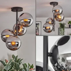 Gastor Plafonnier, Boule lumineuse Chrome, Fumé, 4 lumières