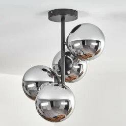 Gastor Plafonnier, Boule lumineuse Chrome, Fumé, 4 lumières