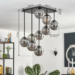 Gastor Plafonnier, Boule lumineuse Fumé, 9 lumières