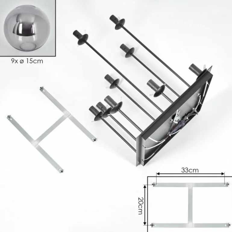 Gastor Plafonnier, Boule lumineuse Fumé, 9 lumières