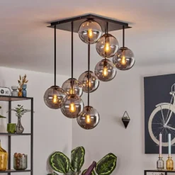 Gastor Plafonnier, Boule lumineuse Fumé, 9 lumières