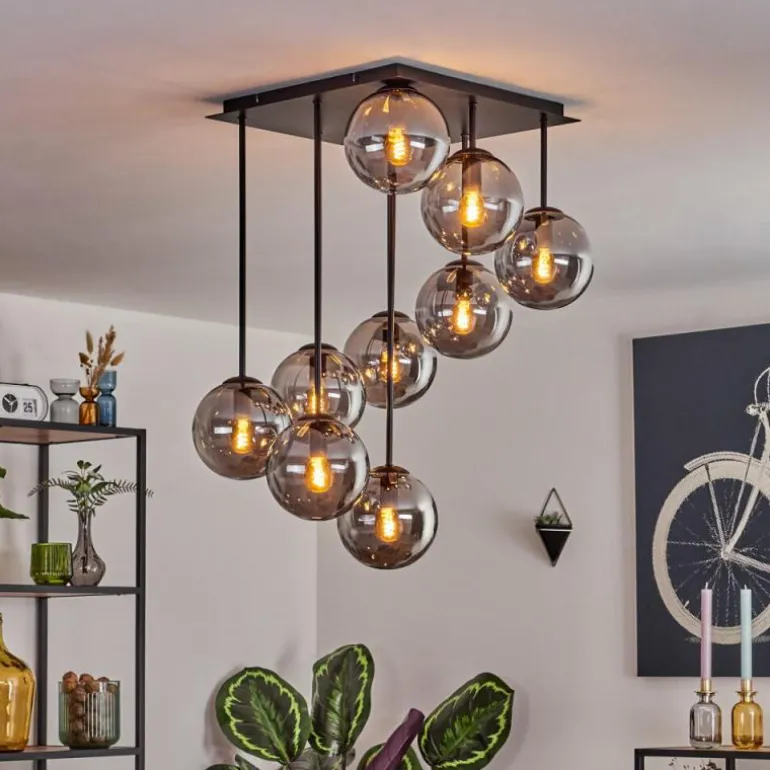 Gastor Plafonnier, Boule lumineuse Fumé, 9 lumières