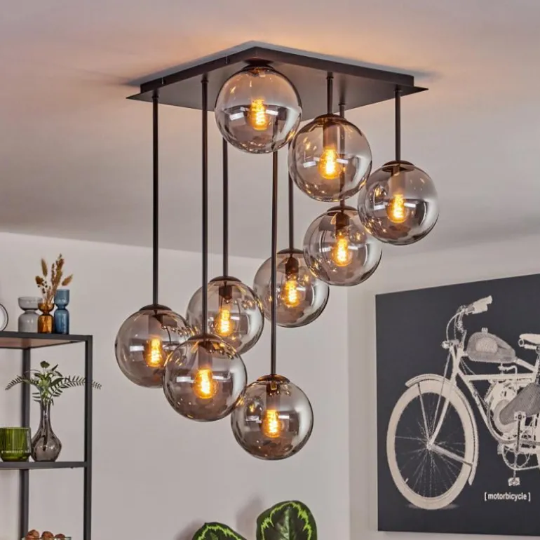 Gastor Plafonnier, Boule lumineuse Fumé, 9 lumières