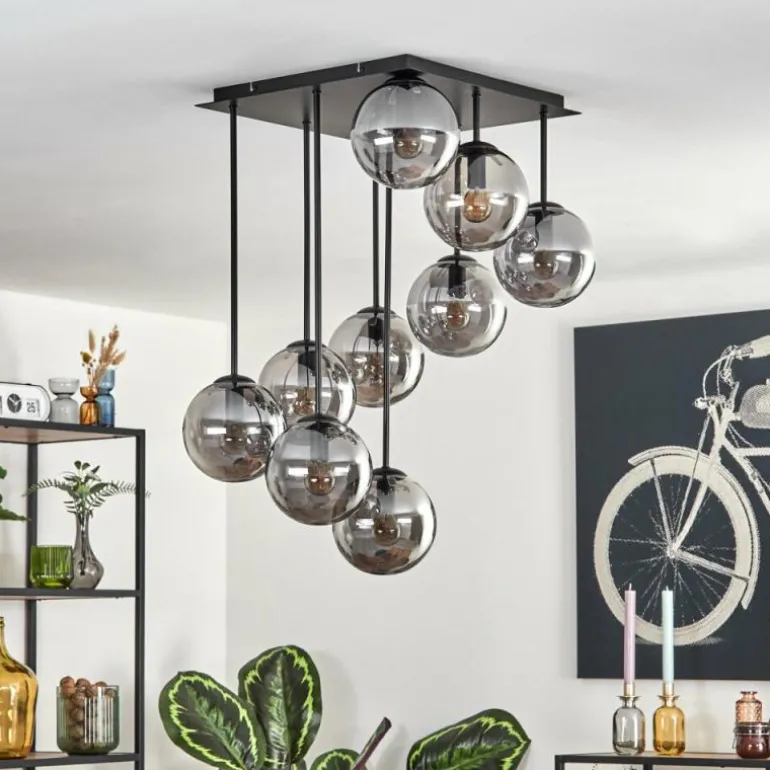 Gastor Plafonnier, Boule lumineuse Fumé, 9 lumières