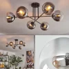 Gastor Plafonnier, Boule lumineuse 80 cm Chrome, Clair, Fumé, 6 lumières