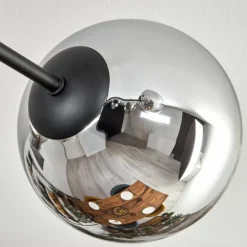 Gastor Plafonnier, Boule lumineuse 80 cm Chrome, Clair, Fumé, 6 lumières