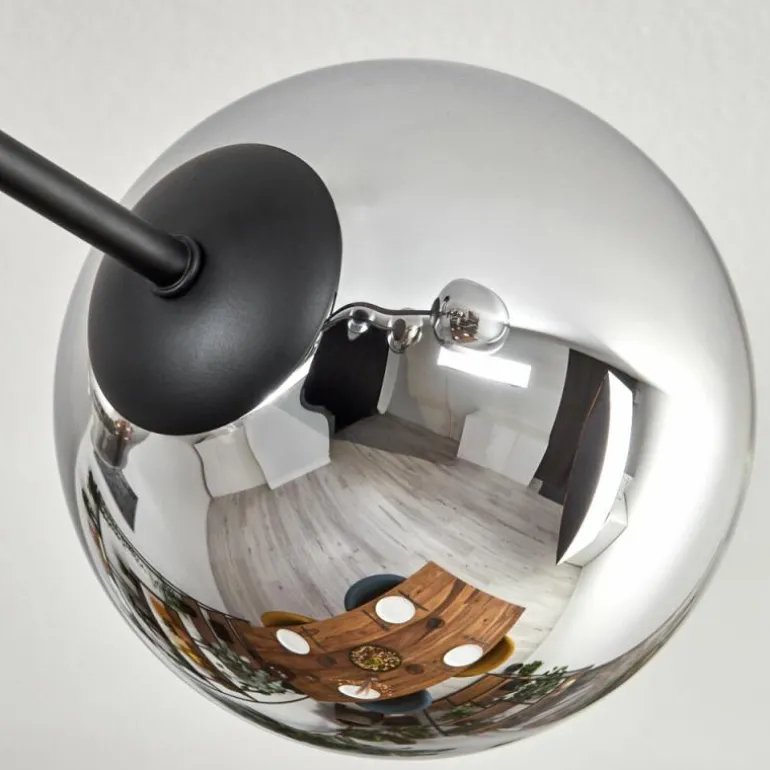 Gastor Plafonnier, Boule lumineuse 80 cm Chrome, Clair, Fumé, 6 lumières