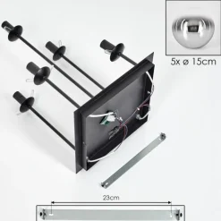 Gastor Plafonnier, Boule lumineuse Chrome, Clair, Fumé, 5 lumières