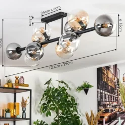 Gastor Plafonnier, Boule lumineuse Ambre, Clair, Fumé, 10 lumières