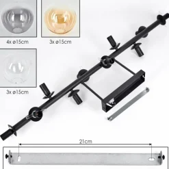 Gastor Plafonnier, Boule lumineuse Ambre, Clair, Fumé, 10 lumières