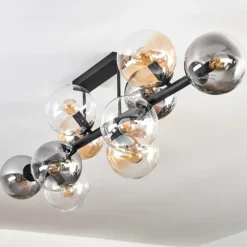 Gastor Plafonnier, Boule lumineuse Ambre, Clair, Fumé, 10 lumières