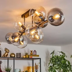 Gastor Plafonnier, Boule lumineuse Ambre, Clair, Fumé, 10 lumières