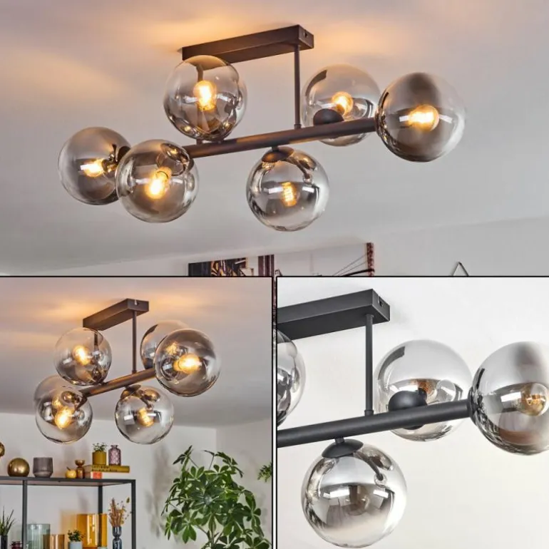 Gastor Plafonnier, Boule lumineuse Clair, Fumé, 6 lumières