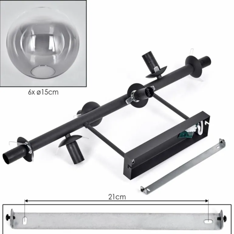 Gastor Plafonnier, Boule lumineuse Clair, Fumé, 6 lumières