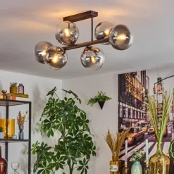 Gastor Plafonnier, Boule lumineuse Clair, Fumé, 6 lumières