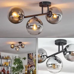 Gastor Plafonnier, Boule lumineuse Clair, Fumé, 3 lumières