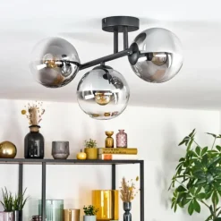 Gastor Plafonnier, Boule lumineuse Clair, Fumé, 3 lumières